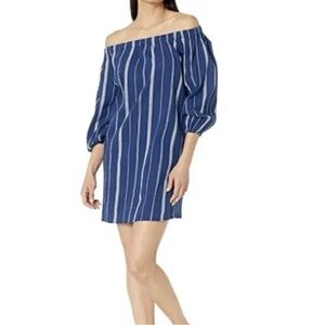 Lauren Women's Ralph Lauren Slub Stripe Off-the-Shoulder Cover-Up Dress/Beach